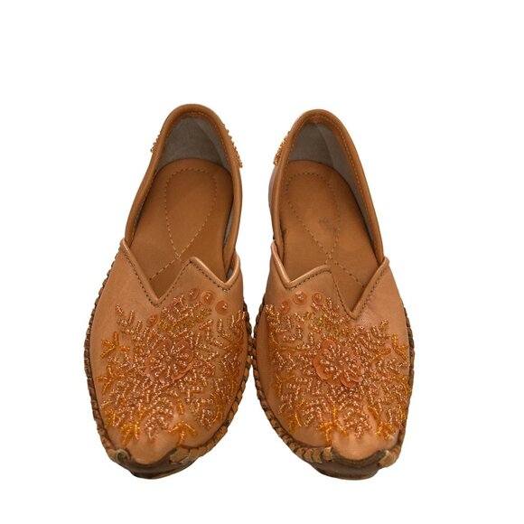 Handcrafted little Girls size 8 Brown Embroidered Leather Jutti Shoes - Picture 2 of 8